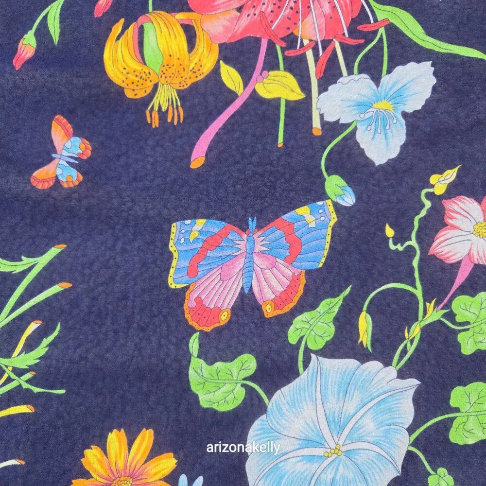 Large Silk Crepe Floral Scarf in Flawless Condition